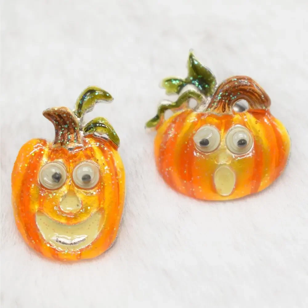 Vintage AJMC Halloween Lot Pumpkin Brooch Pin Enamel Autumn Fall Costume Jewelry